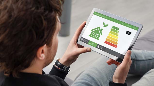 Energielabel huis op tablet
